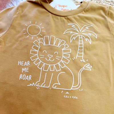 Conj. Camiseta Hear me Roar e Bermuda em Linho - Areia